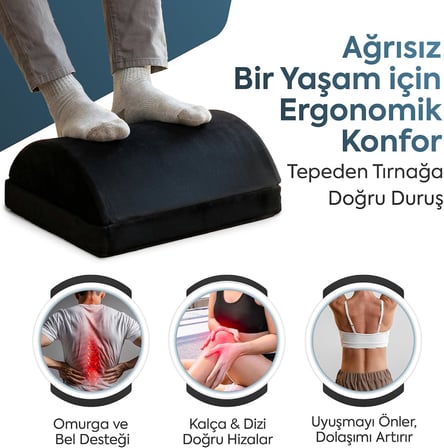 Ergonomik Ayak Yastığı Desteği – Sünger Ayak Dinlendirme için Yastık, Ofis ve Ev Kullanımı İçin Rahatlatıcı Ayak Uzatma Destek Pedi, Uzun Süre Oturanlar İçin Konforlu Ayak Destek Minderi