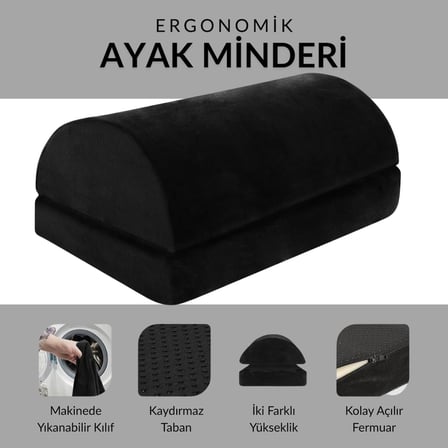 Klasse Ergonomik Visco Ayak Minderi, Oyun Koltuğu ve Ofis Koltuğu için Anti Alerjen Ayak Yastığı, Ayak Koyma Yeri Taburesi, Çok Amaçlı Rahatlatıcı Yarım Silindir İki Parça Masa Altı Ayak Desteği