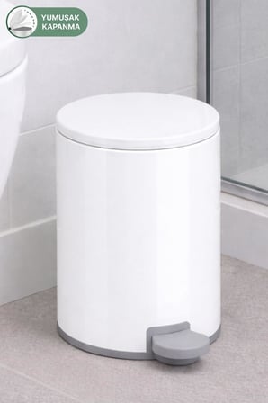 Cigo 3 LT Banyo Mutfak Ofis Çelik Çöp Kovası - Beyaz