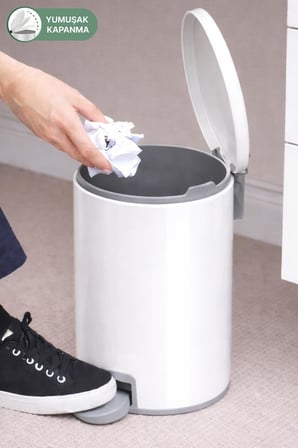 Cigo 3 LT Banyo Mutfak Ofis Çelik Çöp Kovası - Beyaz
