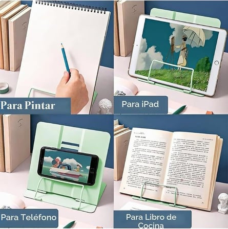 Metal Kitap Okuma Standı 6 Kademe Ayarlanabilir Kitap Tutucu Ofis Çalışma Ders (Yeşil)