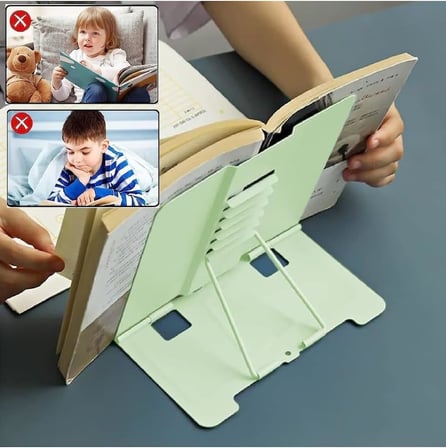 Metal Kitap Okuma Standı 6 Kademe Ayarlanabilir Kitap Tutucu Ofis Çalışma Ders (Yeşil)