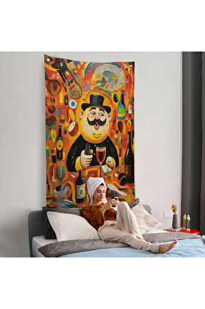 İçki İçen Şişman Adam Duvar Örtüsü-8002