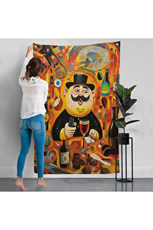 İçki İçen Şişman Adam Duvar Örtüsü-8002