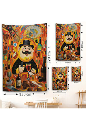 İçki İçen Şişman Adam Duvar Örtüsü-8002