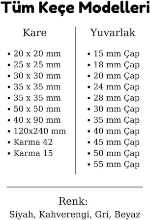 Siyah Keçe 48 Adet 2 Cm Daire Yapışkanlı Sandalye, Masa, Koltuk Altı Parke Koruma Yuvarlak