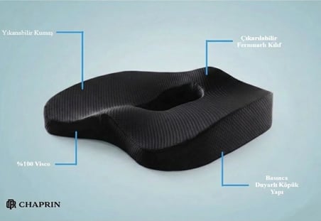 Ortopedik Visco Oturma Minderi – Ergonomik Oturma Simidi | Siyah