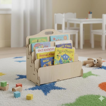 Carry Montessori 4 Raflı Ahşap Mini Kitaplık -Çocuk Odası Kitaplık - Çocuk Kitaplığı - Bebek & Çocuk Odası için Mini Kitaplık- Çocukların kolay erişebileceği kitaplık - (AKÇAAĞAÇ)