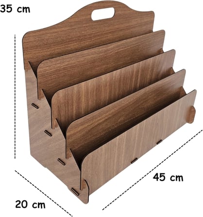 Carry Montessori 4 Raflı Ahşap Mini Kitaplık -Çocuk Odası Kitaplık (Ceviz Renk)