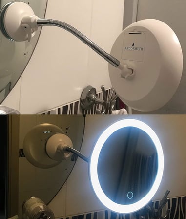 Şerit LED Işıklı Banyo Makyaj-Tıraş Aynası, 10X HD Büyütme, Esnek, Dokunmatik Işık Kısma, Ayarlanabilir Kol