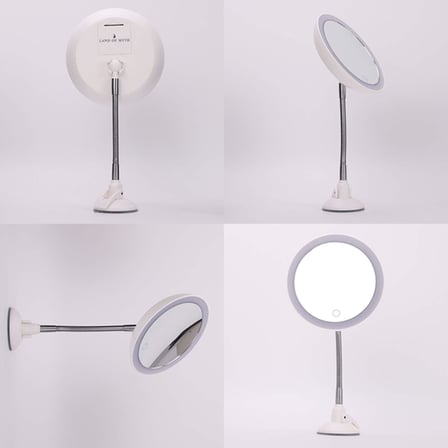 Şerit LED Işıklı Banyo Makyaj-Tıraş Aynası, 10X HD Büyütme, Esnek, Dokunmatik Işık Kısma, Ayarlanabilir Kol