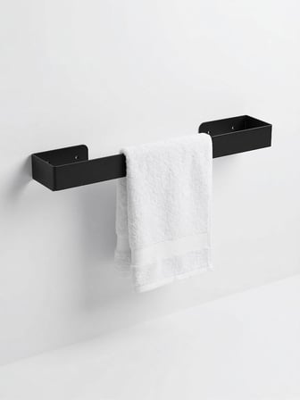 40 Cm Yapışkanlı Havlu Askısı Metal Havluluk Delmeden Montaj Banyo Havlu Askılığı Mutfak Havlu Tutucu Lavabo Yanı Havlu Askısı Siyah Duvar Havluluk (Siyah)
