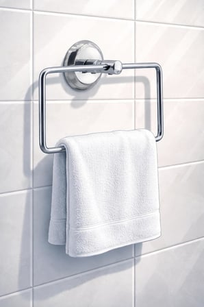 Kare Krom Havlu Halkası Duvara Monte, Parlak Krom Kaplama Metal Banyo Havluluğu, Modern Tasarım Kare Havlu Askılığı, Lavabo Yanı Havlu Tutucu Banyo Aksesuarı