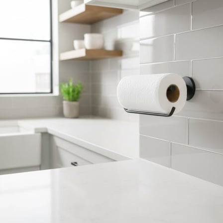 Mat Siyah Kağıt Havluluk – Duvara Monte Metal Tuvalet Kağıdı, Kağıt Havlu Askısı 25 cm, Güçlü Yapışkanlı Duvara Montaj