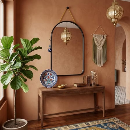 DEİNHAUS Dekoratif Duvar Aynası, Siyah İnce Çerçeveli Kemer Tasarım, 23x40 cm, Askı İpli, Antre, Banyo ve Makyaj için Modern Ayna