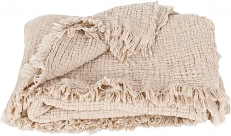 PÜSKÜL Müslin Koltuk Battaniyesi & Pike Tek Kişilik 135x170 cm, 100% Pamuk Ultra Yumuşak 4-Katlı Muslin Kumaş Havadar Dört Mevsim Dekoratif TV Battaniye Şalı (Natural, 135x170 cm Tv Battaniyesi)