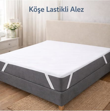 Köşe Lastikli Alez 100 x 200 cm Beyaz Sıvı Geçirmez Terletmeyen Pamuk