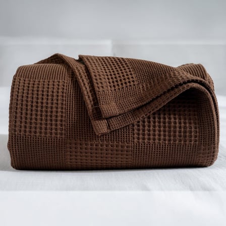 RAYME TEKSTİL Waffle Desenli Pike Yatak Örtüsü Koyu Kahverengi, Çift Kişilik Pike 200x230 cm, 100% Pamuk, Hafif 4 Mevsim Kullanım