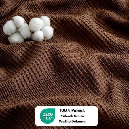 RAYME TEKSTİL Waffle Desenli Pike Yatak Örtüsü Koyu Kahverengi, Çift Kişilik Pike 200x230 cm, 100% Pamuk, Hafif 4 Mevsim Kullanım