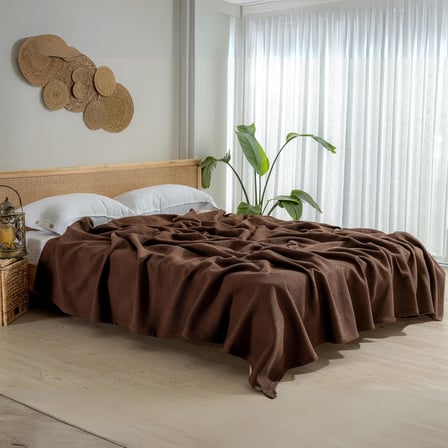 RAYME TEKSTİL Waffle Desenli Pike Yatak Örtüsü Koyu Kahverengi, Çift Kişilik Pike 200x230 cm, 100% Pamuk, Hafif 4 Mevsim Kullanım