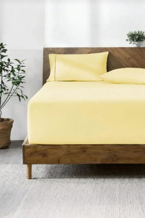 Lastikli & Hipoalerjenik Çarşaf%100 Pamuk Penye Kumaş Çift Kişilik 200x200 Lemon, LUXCARSAF