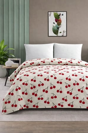 Çift Kişilik Pike Yatak Örtüsü%100 Pamuk 220x230 Kiraz