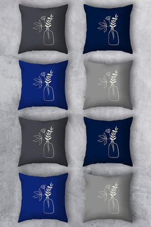 Çift Tarafı Baskılı 43x43 Kırlent Kılıfı 8'li Set Kombini