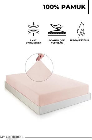 Lastikli & Hipoalerjenik Çarşaf%100 Pamuk Penye Kumaş Somon 160x200, LUXCARSAF
