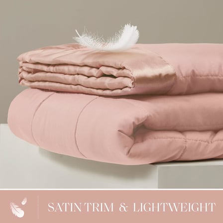 Hafif mikrofiber battaniye, lüks dikiş, saten bağlama, vurgulu, 3M ScotchGuard kılıf, kir tutmaz, hipoalerjenik, tüm mevsimler için, standart beden, tam/kraliçe Windom Blush