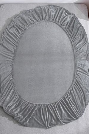 Kadife Kumaş Çift Kişilik Fitted Lastikli Çarşaf Takımı 160x200+30 cm Açık Gri