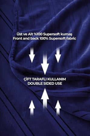 Mayer Supersoft Yumuşak Çift Kişilik Battaniye 180x230 cm Lacivert