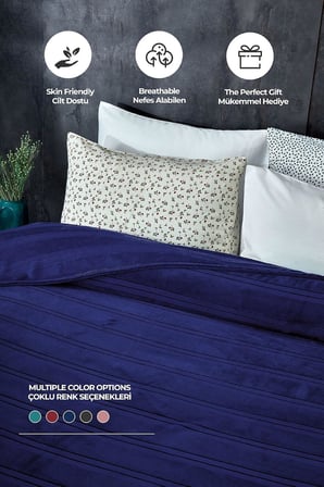 Mayer Supersoft Yumuşak Çift Kişilik Battaniye 180x230 cm Lacivert