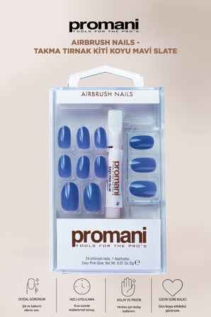 Airbrush Nails - Takma Tırnak Kiti Koyu Mavi Slate