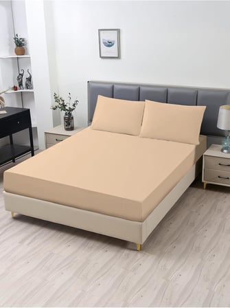 Ranforce Akfil Bej Lastikli Çarşaf Yastık Kılıflı Tek Çift Kişilik Battal Boy Fitted Çarşaf Seti Krem 120 x 200 160 x 200