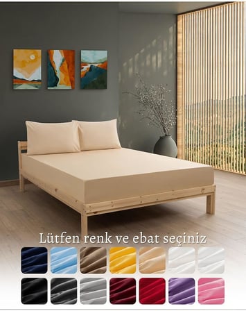 Ranforce Akfil Bej Lastikli Çarşaf Yastık Kılıflı Tek Çift Kişilik Battal Boy Fitted Çarşaf Seti Krem 120 x 200 160 x 200
