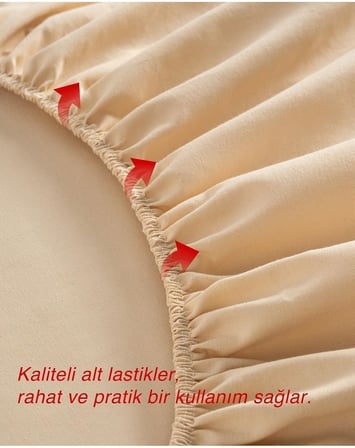 Ranforce Akfil Bej Lastikli Çarşaf Yastık Kılıflı Tek Çift Kişilik Battal Boy Fitted Çarşaf Seti Krem 120 x 200 160 x 200