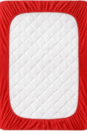%100 Pamuklu Lastikli Çarşaf, Kırmızı, 2 Yastık Kılıfı Dahil (120x200)