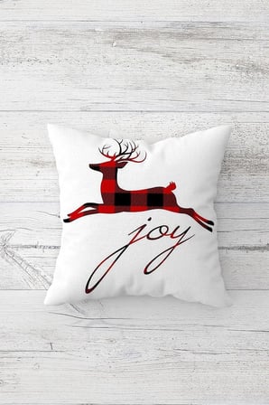 Pelangi Yılbaşı Christmas Geyik Desen Gizli Fermuarlı Kırlent Kılıfı Koltuk Yastık Kılıfı Takım(4adet), Kırmızı-Beyaz-Siyah 45 x 45