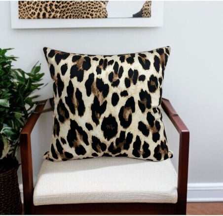 Asdiva Leopar Desen Çift Taraflı Dijital Baskılı Dekoratif Kırlent Kılıfı 45X45