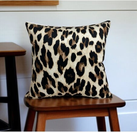 Asdiva Leopar Desen Çift Taraflı Dijital Baskılı Dekoratif Kırlent Kılıfı 45X45