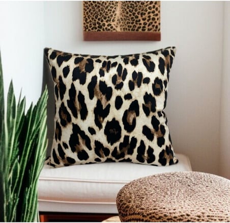Asdiva Leopar Desen Çift Taraflı Dijital Baskılı Dekoratif Kırlent Kılıfı 45X45