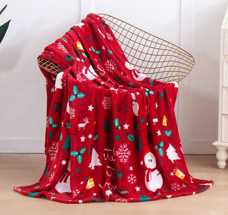 Lüks Kadife Süper Yumuşak Noel Baskıları Polar Battaniye-Tatil Teması Ev Dekoru Kış Yatakları, Kanepe ve Hediye için Tüylü Sıcak ve Rahat Örtüler, 127 x 152 cm, Kırmızı Kardan Adam