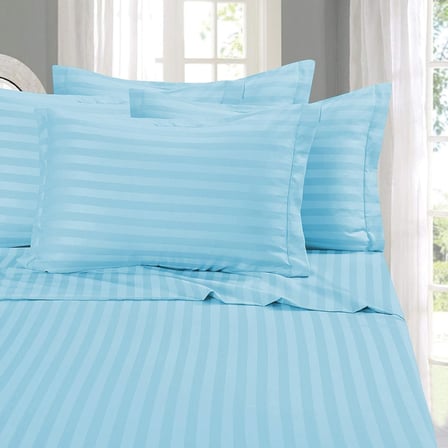 En Yumuşak ve En Rahat 4 Parça Çarşaf Seti - 1500 İplik Sayısı Mısır Kalitesi Lüks Kırışıklığa Dayanıklı 6 Parça Damask Çizgili Çarşaf Seti, Twin XL, Aqua Blue