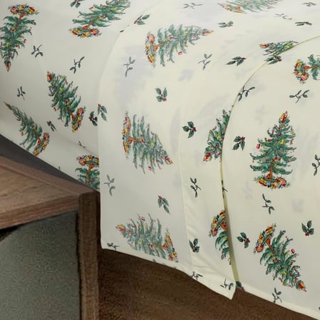 Avanti Linens - King Sheets, Rahat Ev ve Tatil Dekoru ( Christmas Tree Koleksiyonu), Fildişi