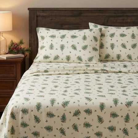 Avanti Linens - King Sheets, Rahat Ev ve Tatil Dekoru ( Christmas Tree Koleksiyonu), Fildişi
