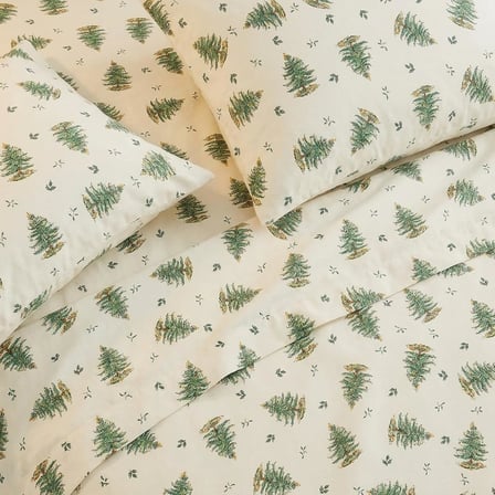 Avanti Linens - King Sheets, Rahat Ev ve Tatil Dekoru ( Christmas Tree Koleksiyonu), Fildişi