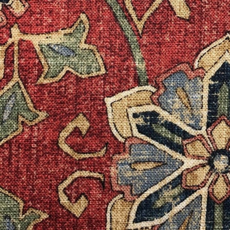 HiEnd Vurgulu Yıkanmış Keten Melinda Euro Yastık Kılıfı, 68,5 x 68,5 cm, Lacivert ve Kırmızı, Çiçekli Madalyon Rustik Geleneksel Batı Tarzı Lüks Yatak Takımı