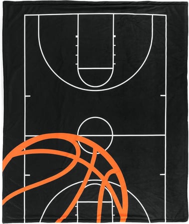Basketbol Oyunu Sherpa Battaniye, 152,4 cm x 127 cm, Siyah ve Turuncu