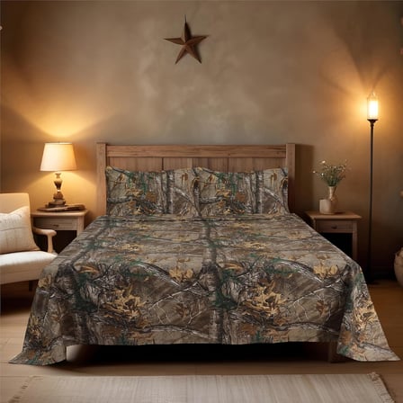 Realtree Xtra Kamuflaj Nevresim Kraliçe Çarşaf Seti Polikoton Kumaş, Süper Yumuşak, Bakımı Kolay Sık Dokunmuş 4 Parça Çarşaf Seti, Yatak Odası, Avcılık ve Dış Mekan Kamuflajı Yatak Odası için - Queen