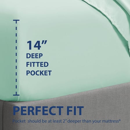 Lüks Kırışıklık ve Solmaya Dayanıklı Çift Fırçalı Ultra Yumuşak Mikrofiber 35 cm Standart Cepli Tek Kişilik Lastikli Çarşaf, Deniz Köpüğü, Tam Boy
